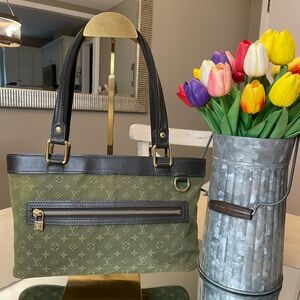 Louis Vuitton green denim mini Lin